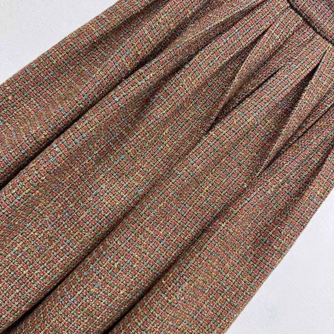 CC 25SS Vintage woolen high waisted pleated skirt