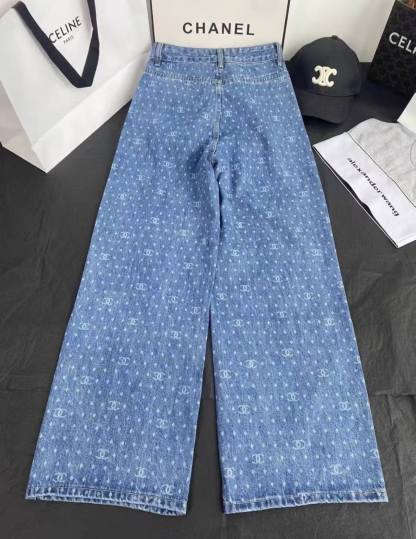 CC Full printed logo polka dot denim pants