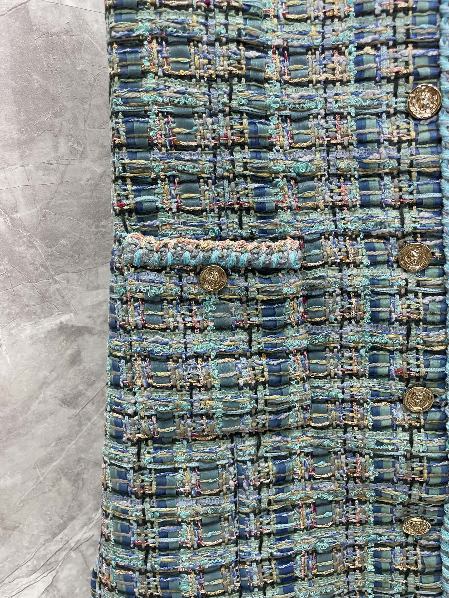 CC 25SS Peacock blue woolen vest skirt