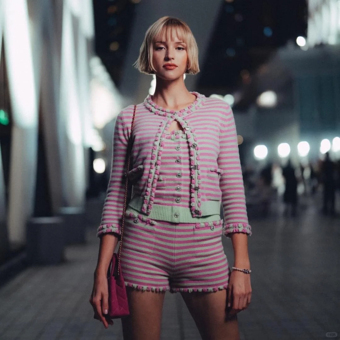 CHANE25SS Colorblocked Striped Cardigan