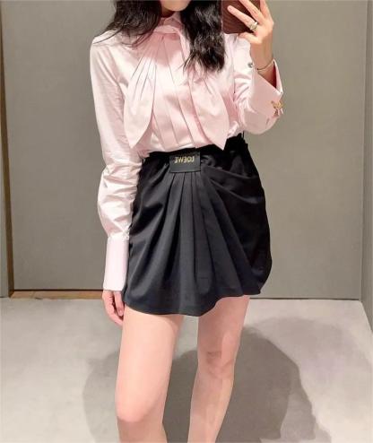 LOE Pleated High Waist Skinny Half Skirt