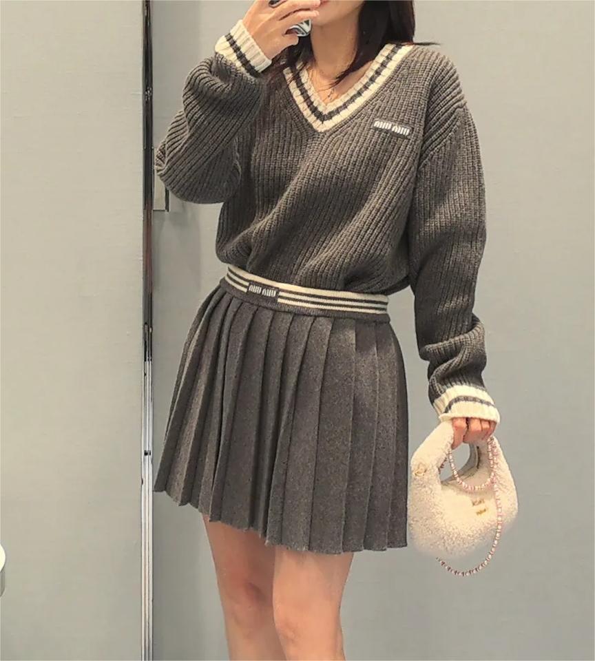 MIU25SS Grey Collegiate Sweater