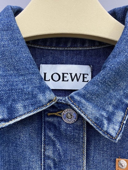 LEW Leather embossed logo denim jacket on the chest