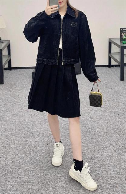 MIU25SS denim zipper jacket