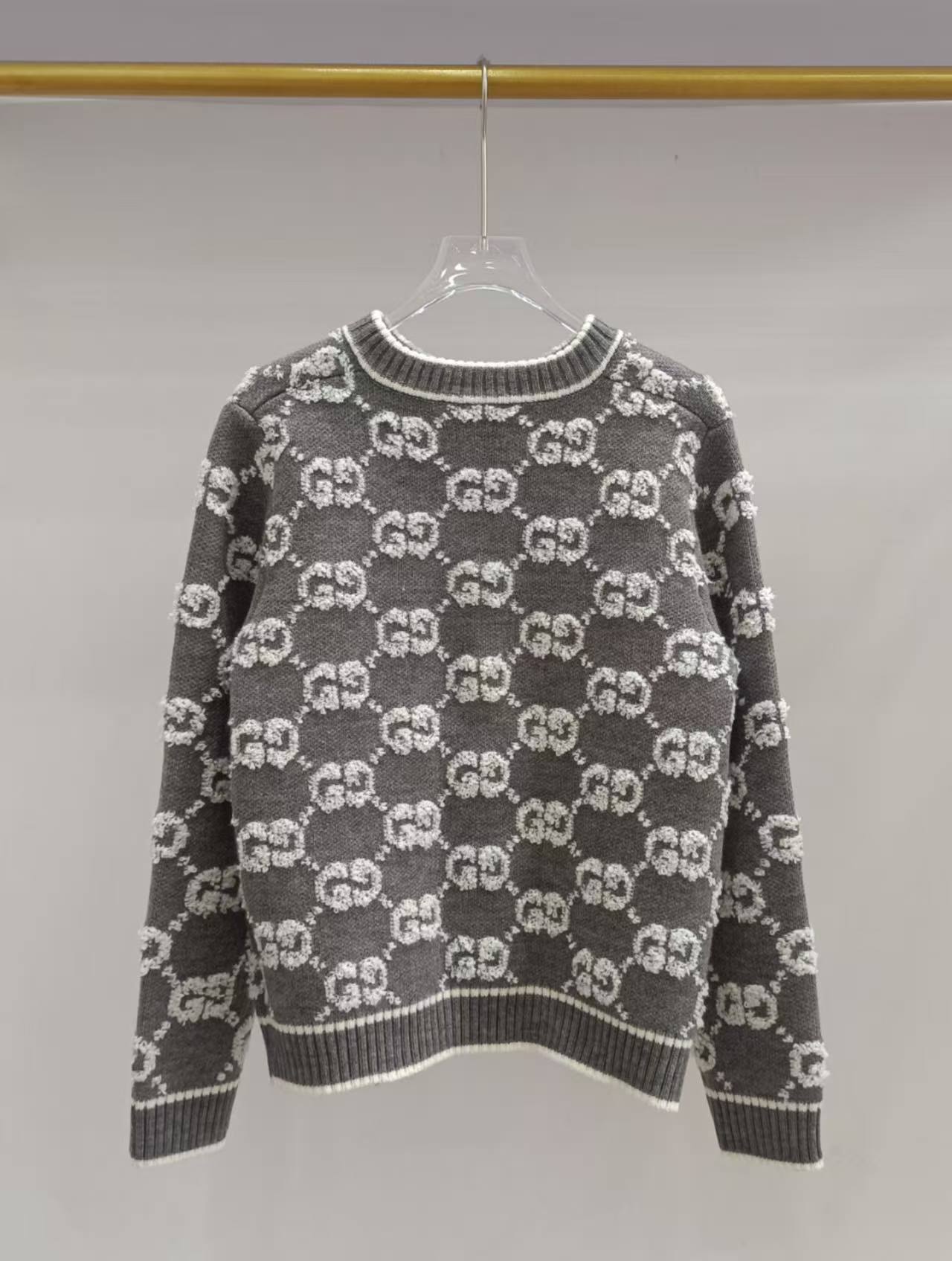 GG Round neck double G letter thick wool cardigan