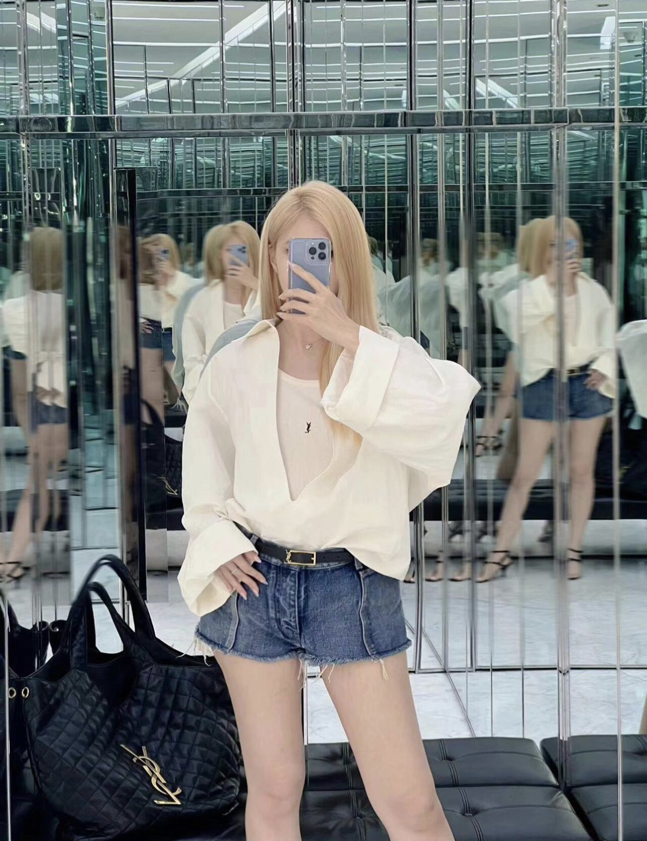 YSL Small LOGO Embroidered Strap Double Color