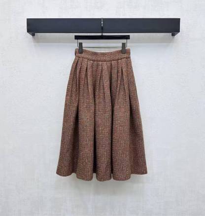 CC 25SS Vintage woolen high waisted pleated skirt