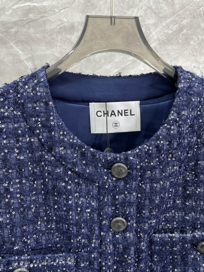 CC 25SS Blue single breasted coarse tweed vest