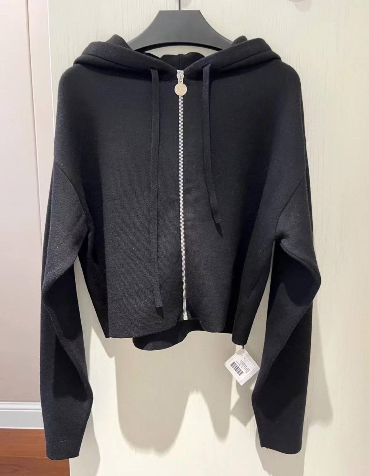 LEW Hooded zipper knitted cardigan