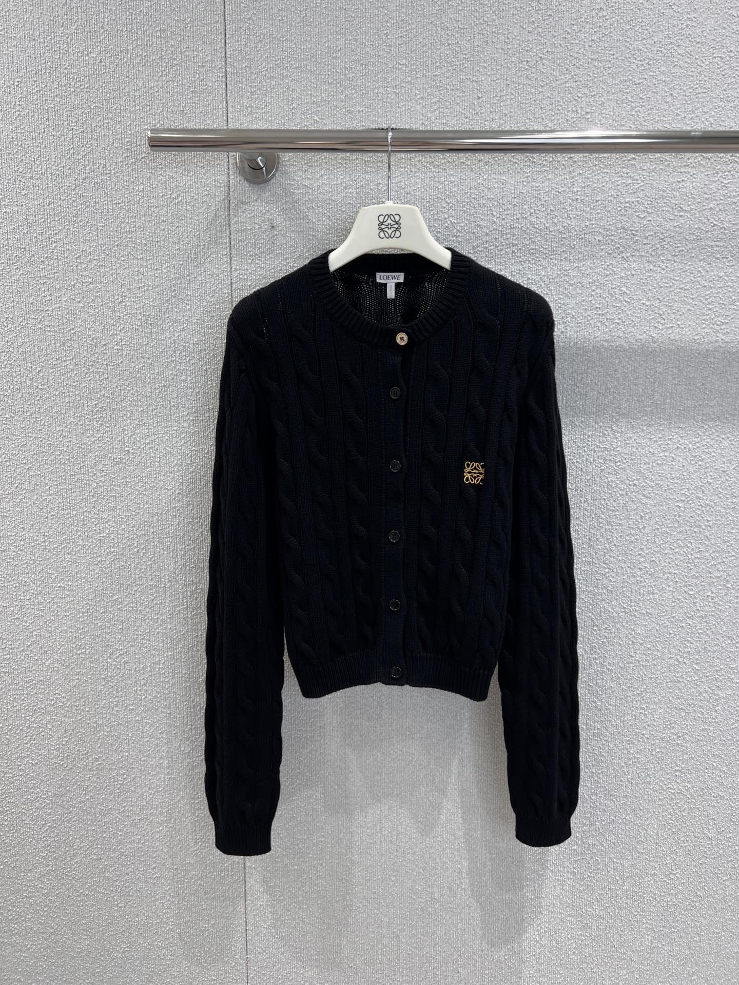 LEW 25SS Embroidered Fried Dough Twists knit cardigan