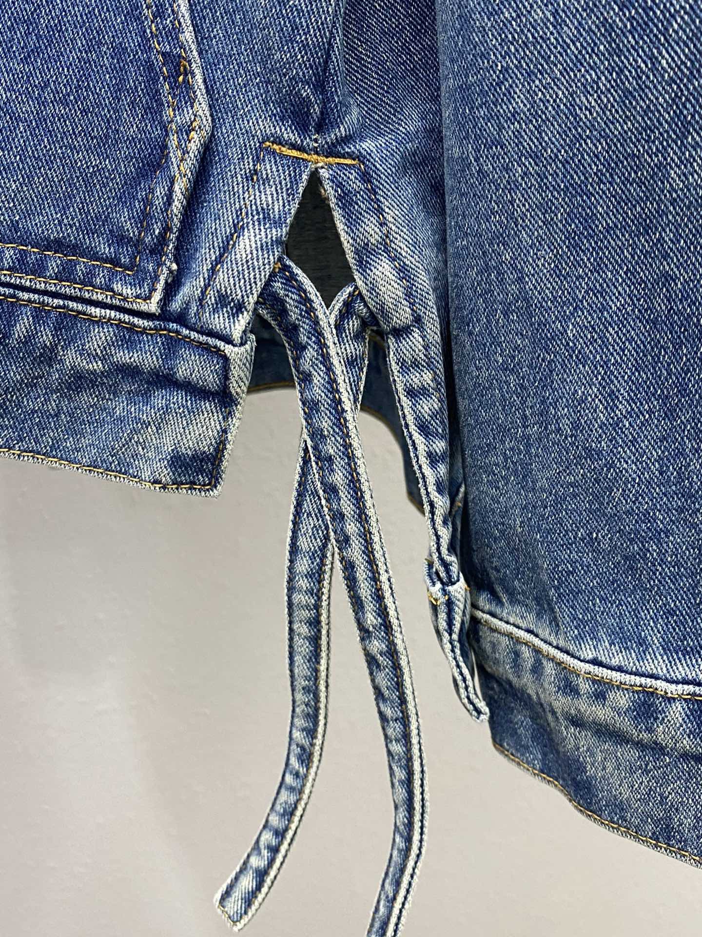 LEW Leather embossed logo denim jacket on the chest