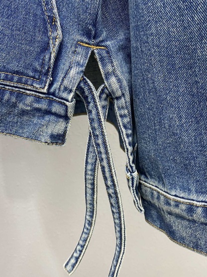 LEW Leather embossed logo denim jacket on the chest