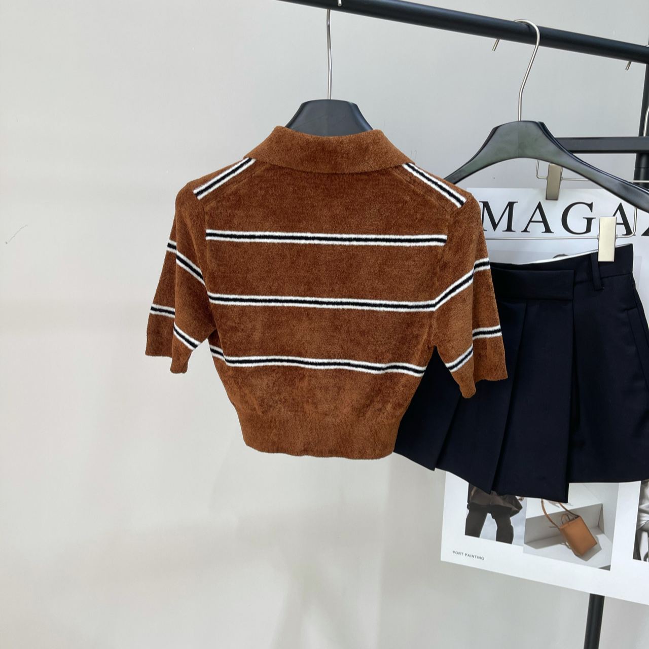 MIU25SS Caramel Striped Polo Short Sleeve