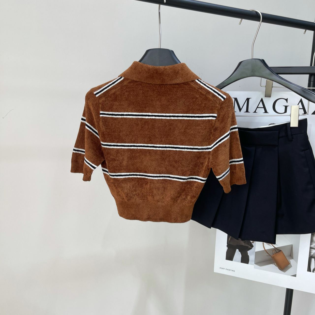MIU25SS Caramel Striped Polo Short Sleeve