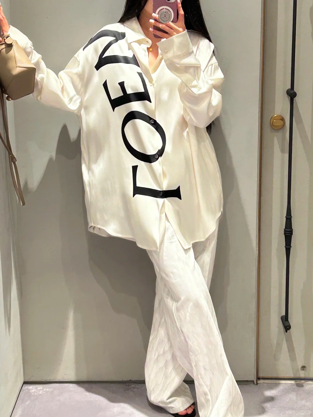 LOE25SSlogo Letter Print Long Sleeve Shirt