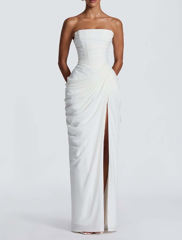 Elegant Off-Shoulder Slit Maxi Dress