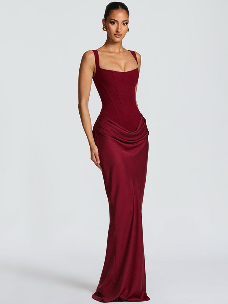 Old Money Aesthetic Corset Maxi Dress