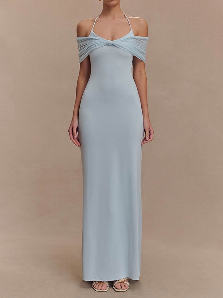 Effortless Dreamy Ruched Mesh Gown