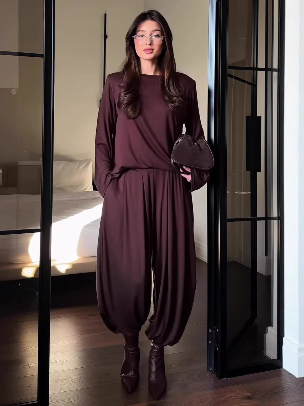Effortless Relaxed-Fit Co-ord Set | Minimalist Long Sleeve & Wide-Leg Pants