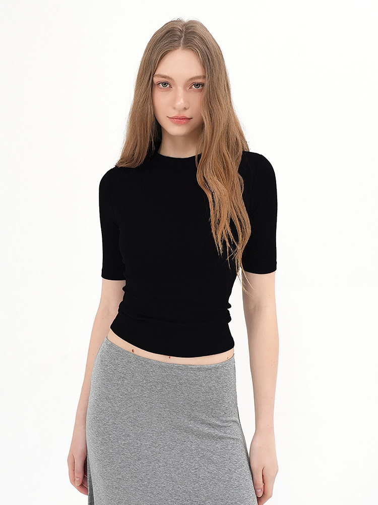 The Perfect Half-Sleeve Essential - Minimalist Black Top