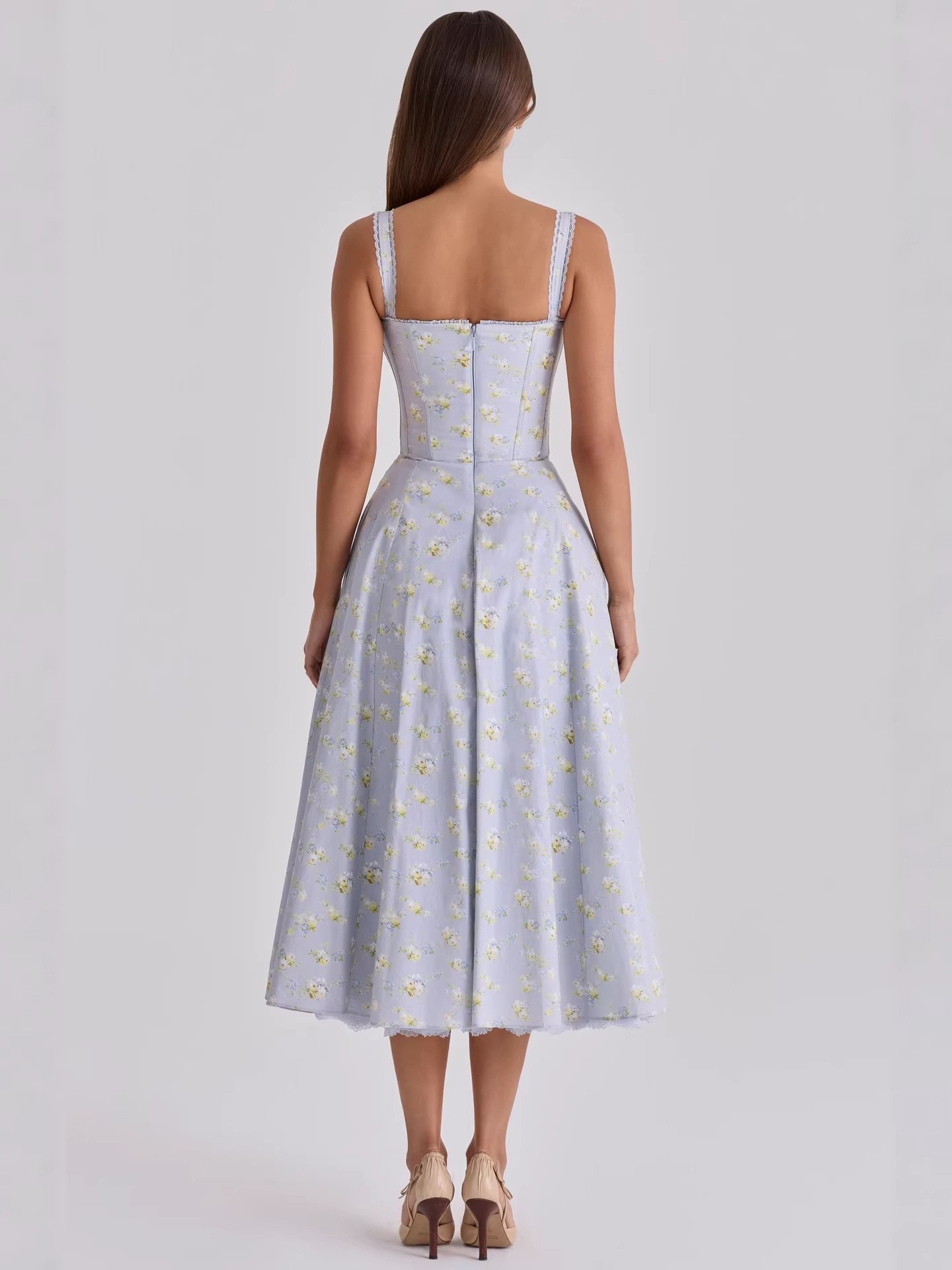 Elegant Floral Spaghetti Strap Maxi Dress
