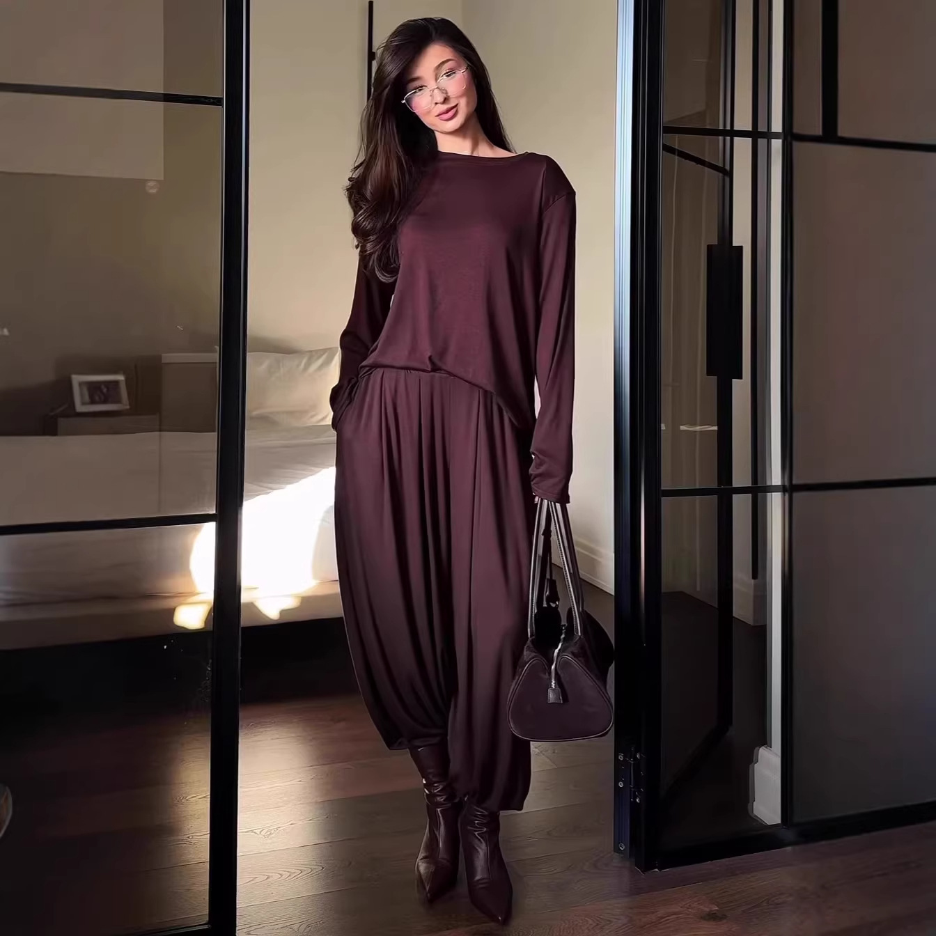 Effortless Relaxed-Fit Co-ord Set | Minimalist Long Sleeve & Wide-Leg Pants