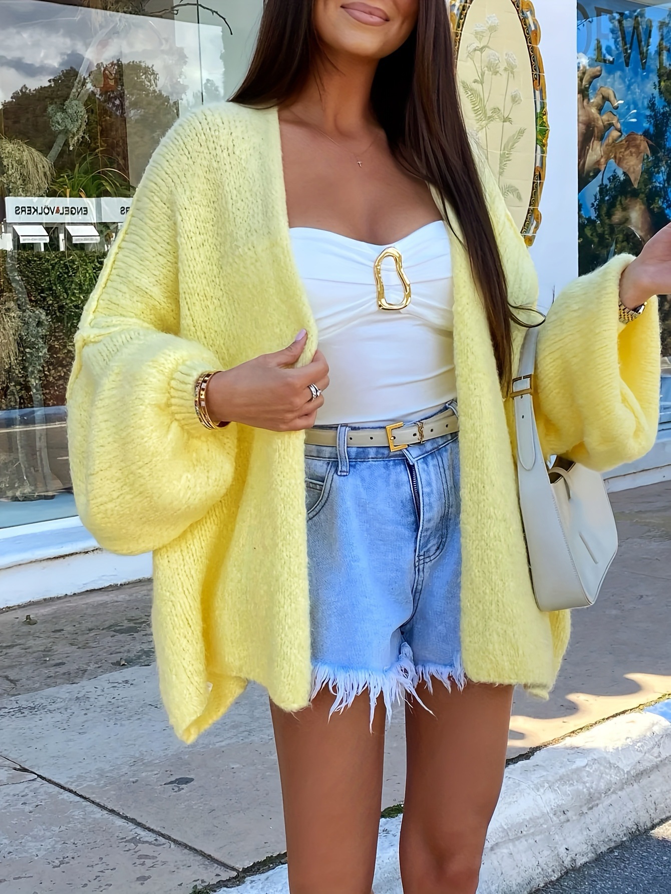 Slouchy Open-Front Chunky Knit Cardigan