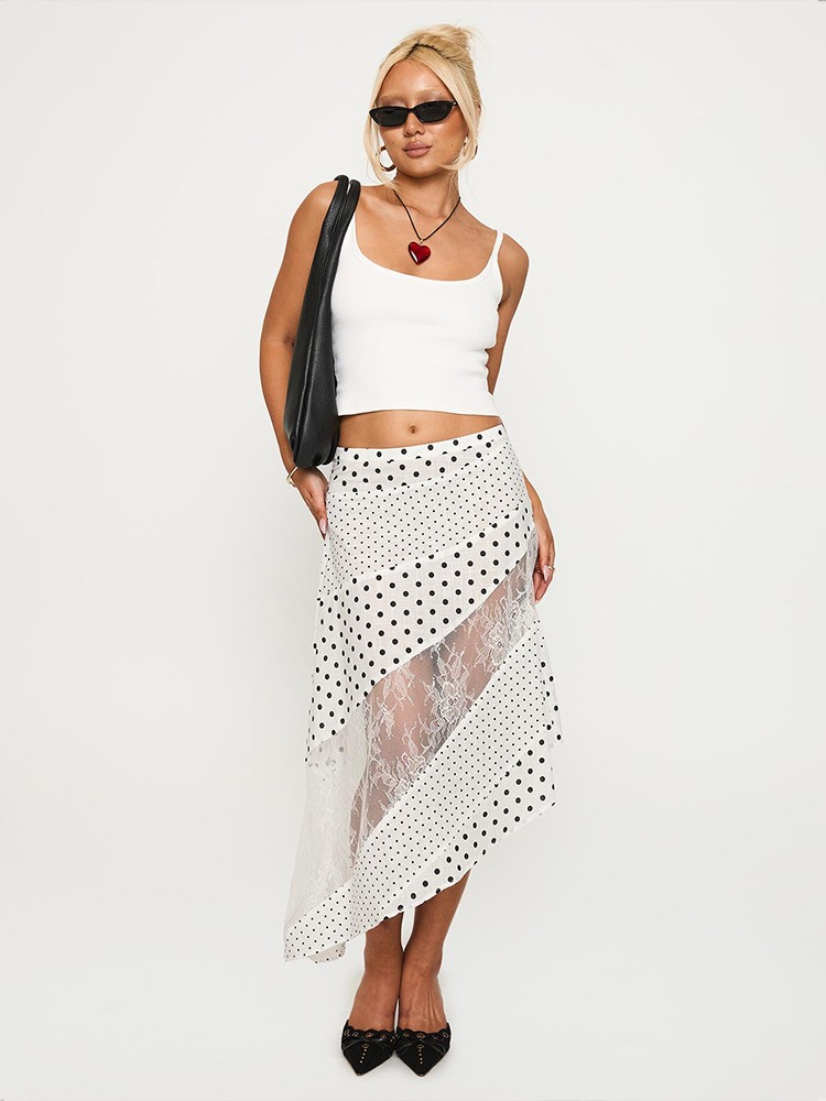 Sophisticated Sheer Polka Dot Ruffle Skirt