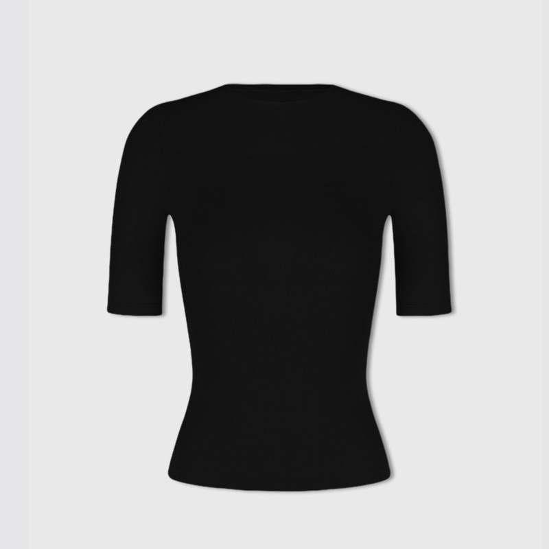The Perfect Half-Sleeve Essential - Minimalist Black Top