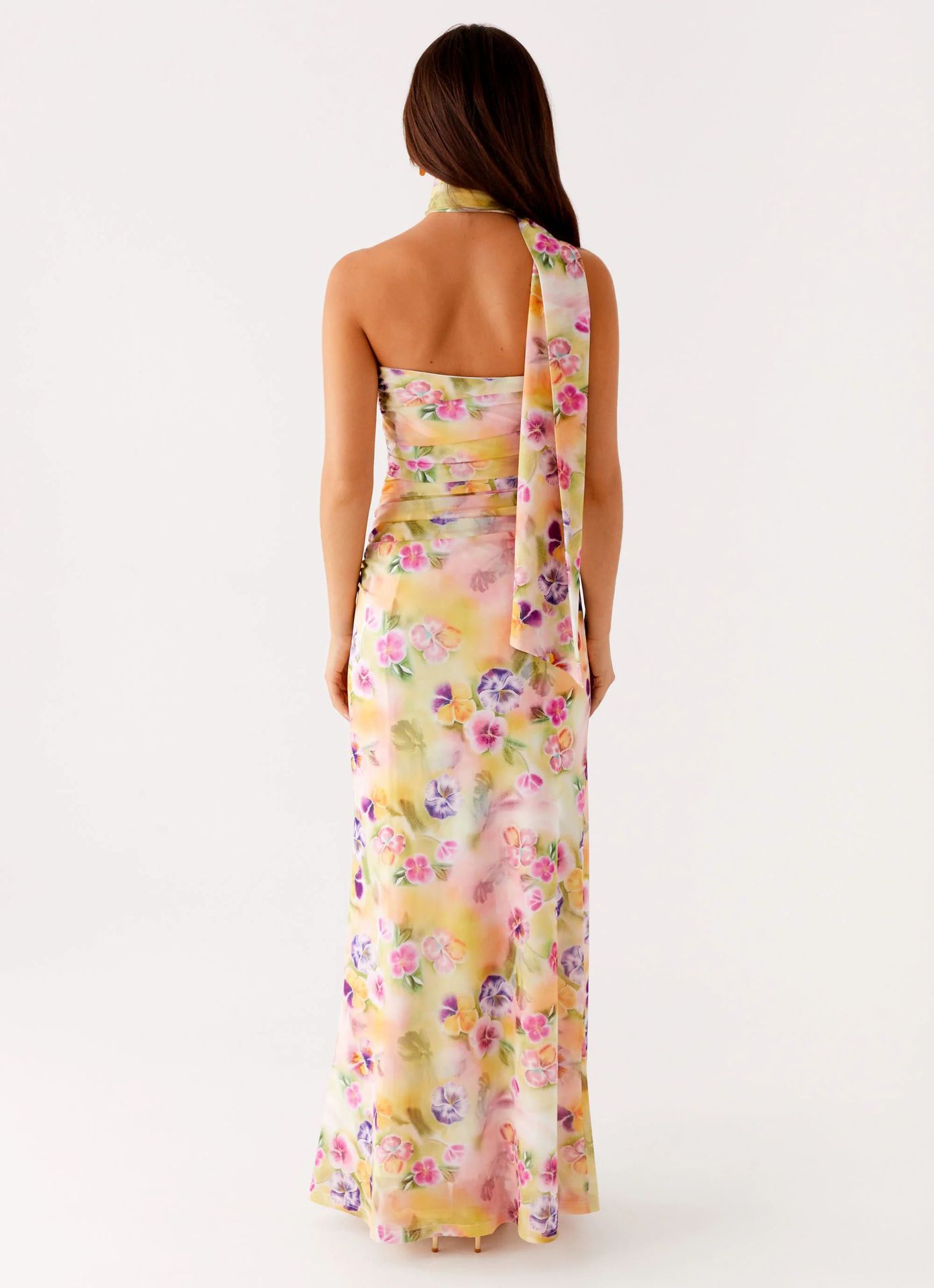 One Shoulder Halter Maxi Dress