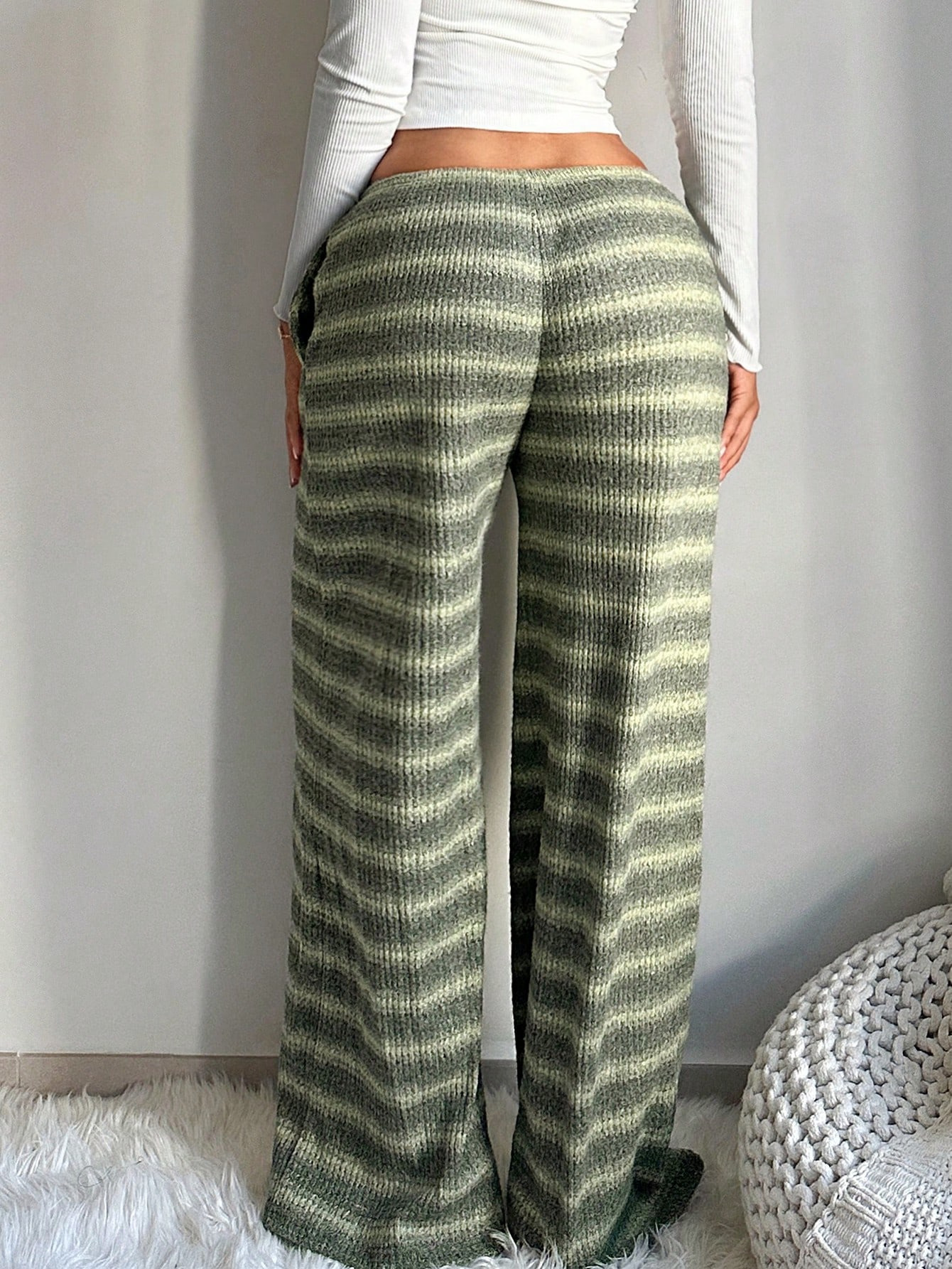 Striped High Waist Wide Leg Pants