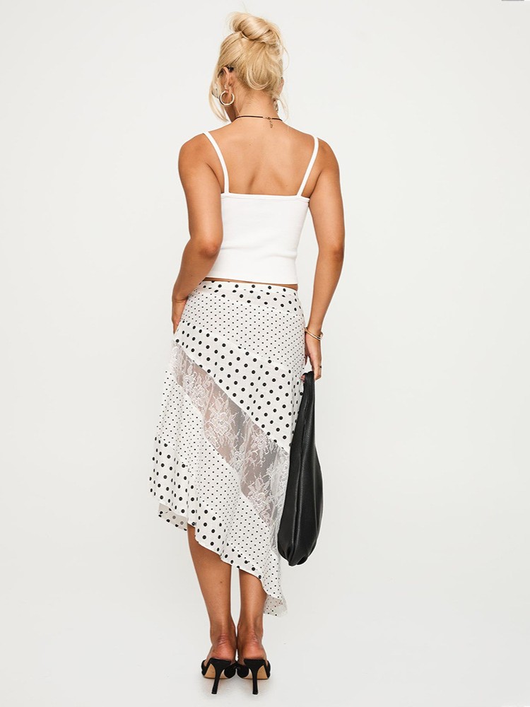 Sophisticated Sheer Polka Dot Ruffle Skirt