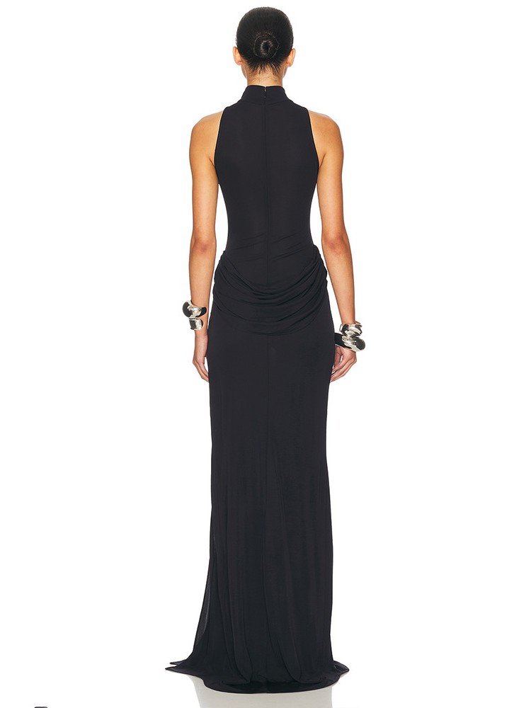 Chic Side-Ruched Bodycon Dress with High Slit