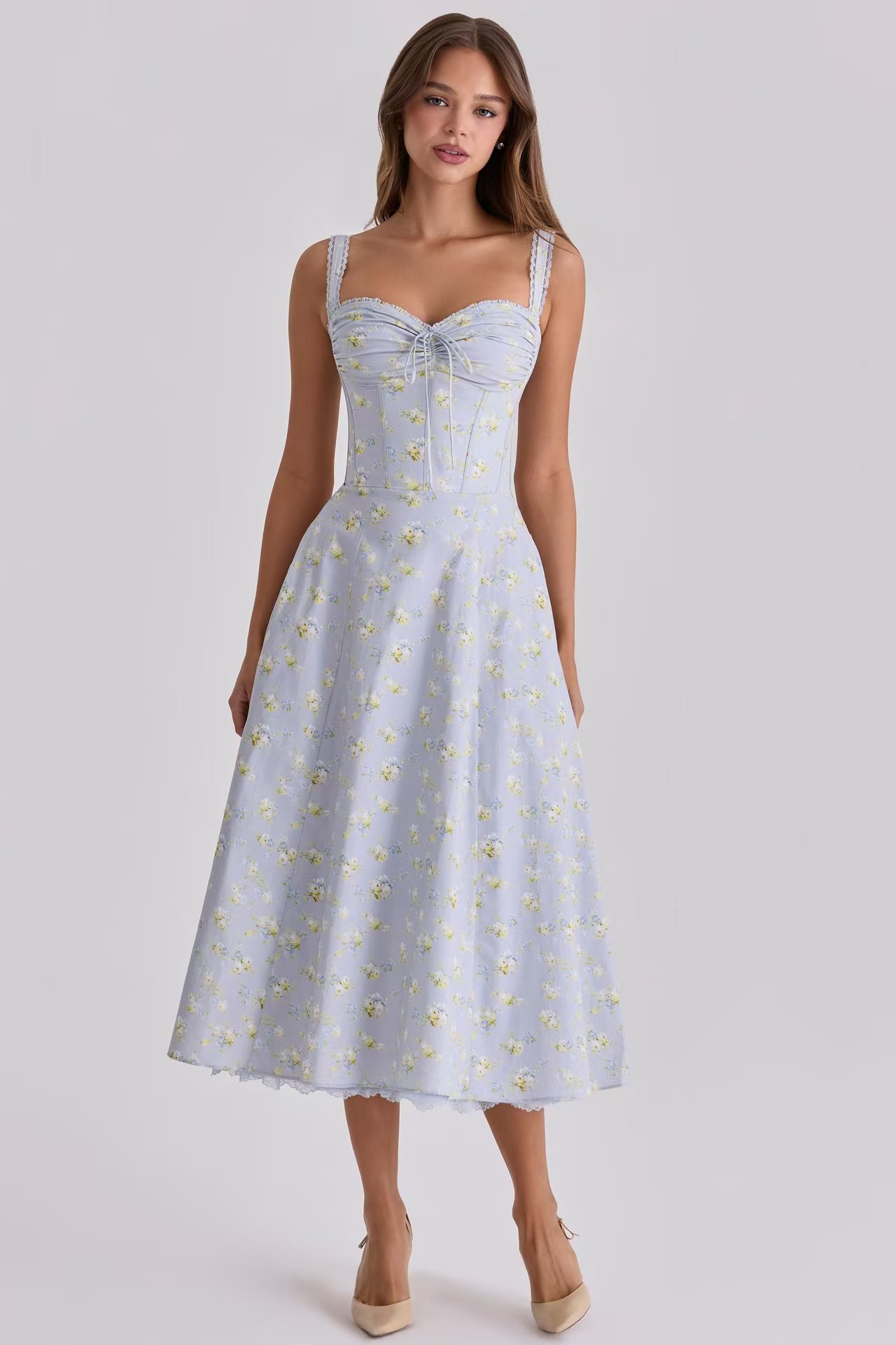 Elegant Floral Spaghetti Strap Maxi Dress