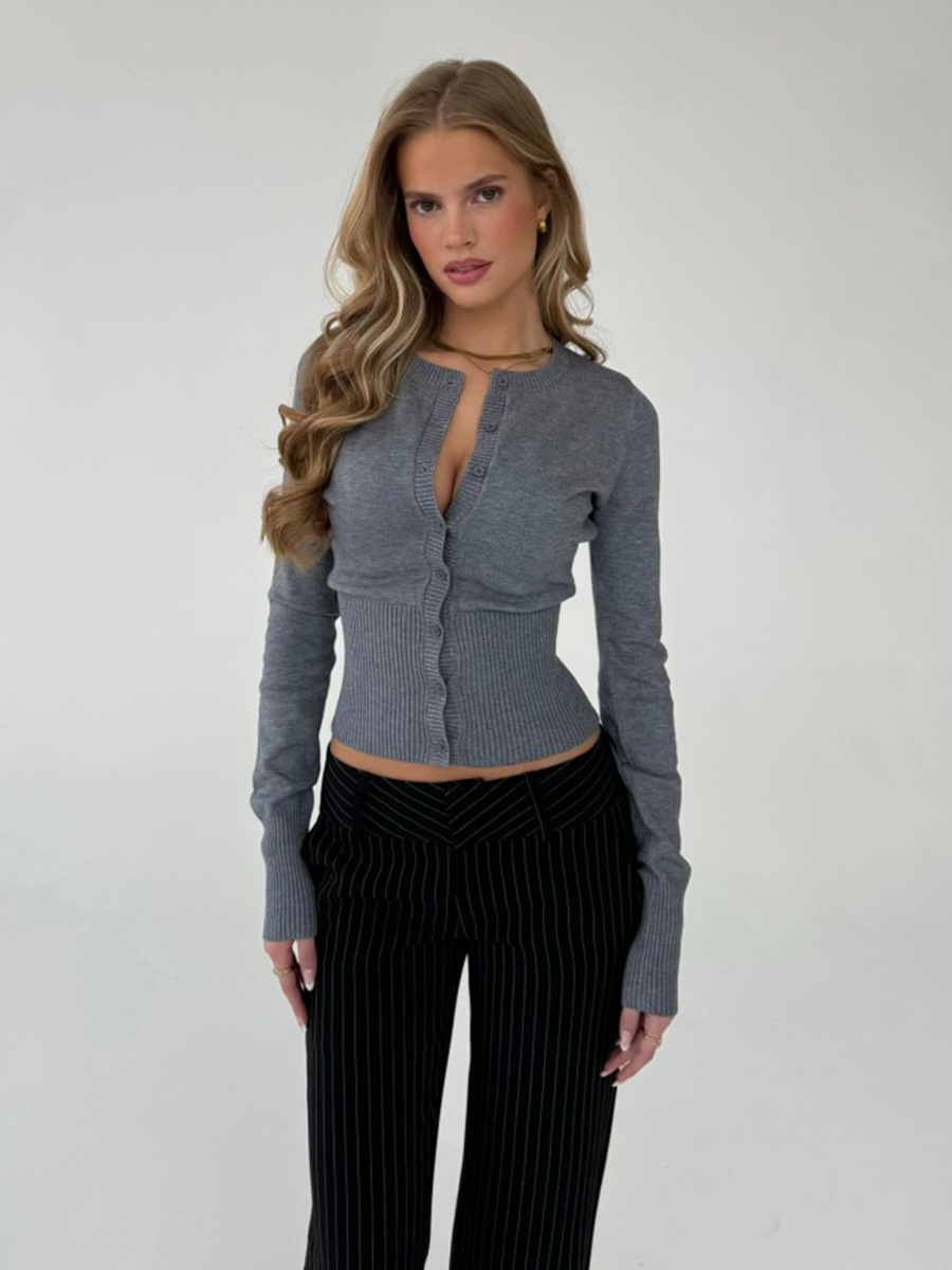 Corset-Style Ribbed Knit Cardigan Top