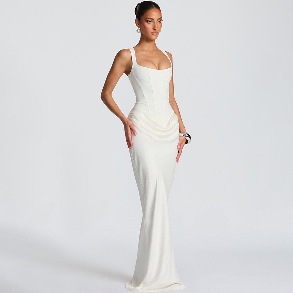 Old Money Aesthetic Corset Maxi Dress