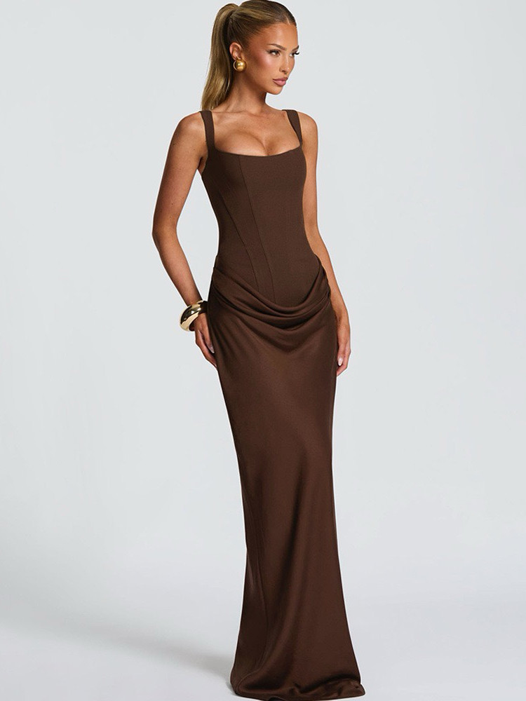 Old Money Aesthetic Corset Maxi Dress