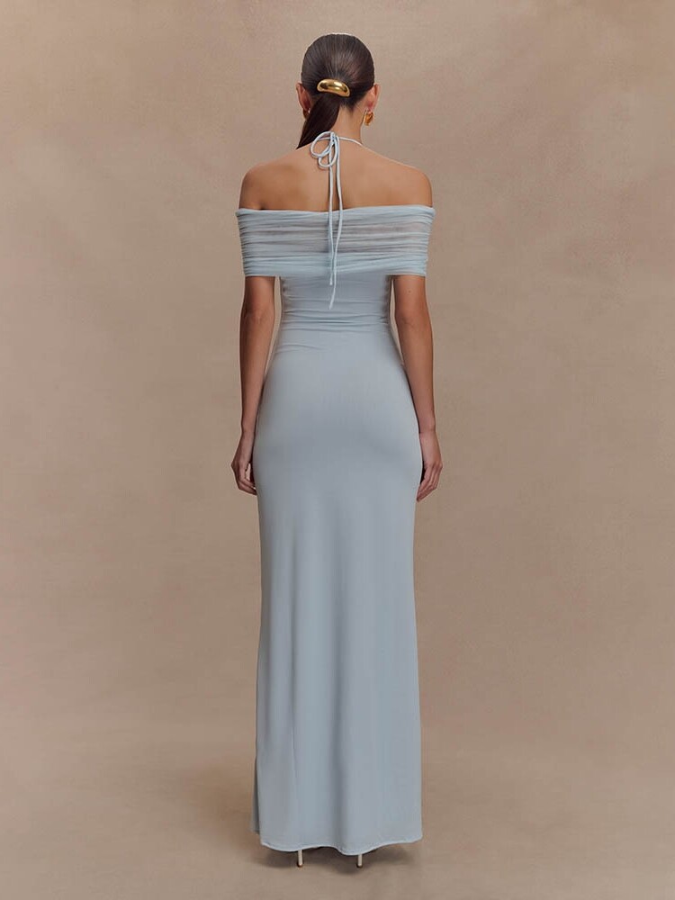 Effortless Dreamy Ruched Mesh Gown