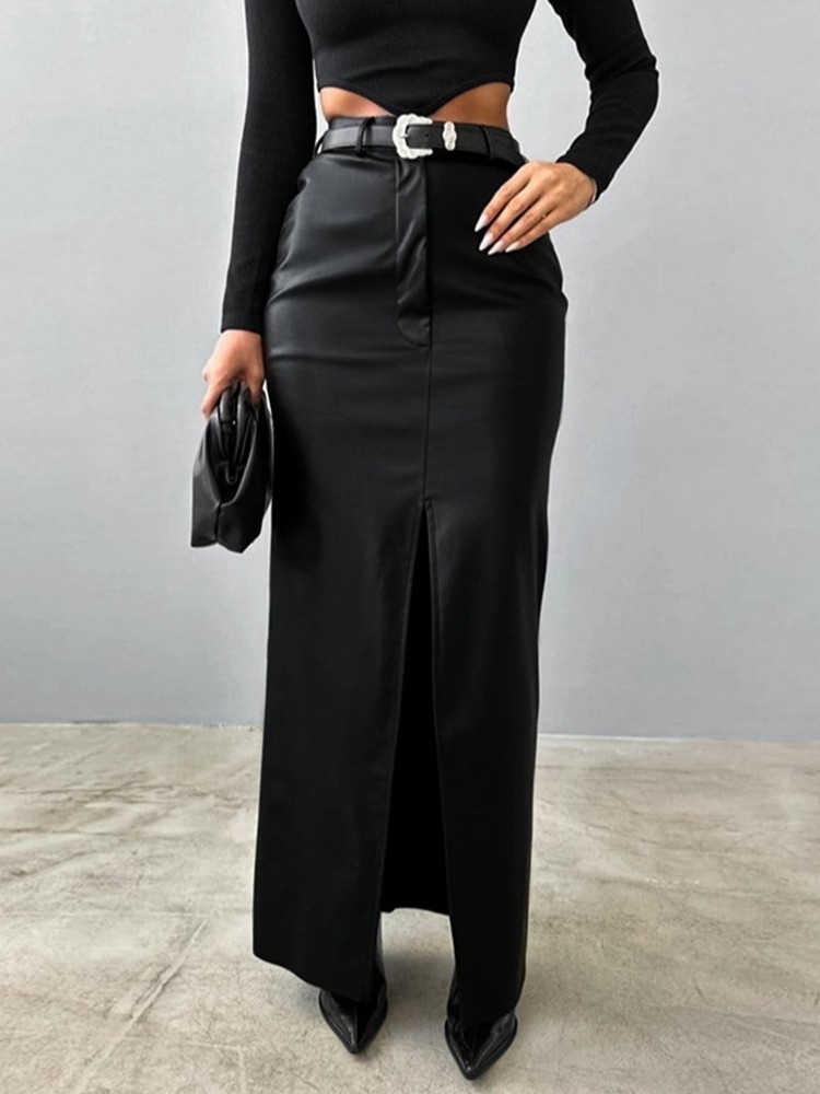 High-Waist Faux Leather Skirt