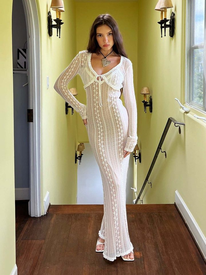 Dreamy Boho-Chic Crochet Maxi Gown