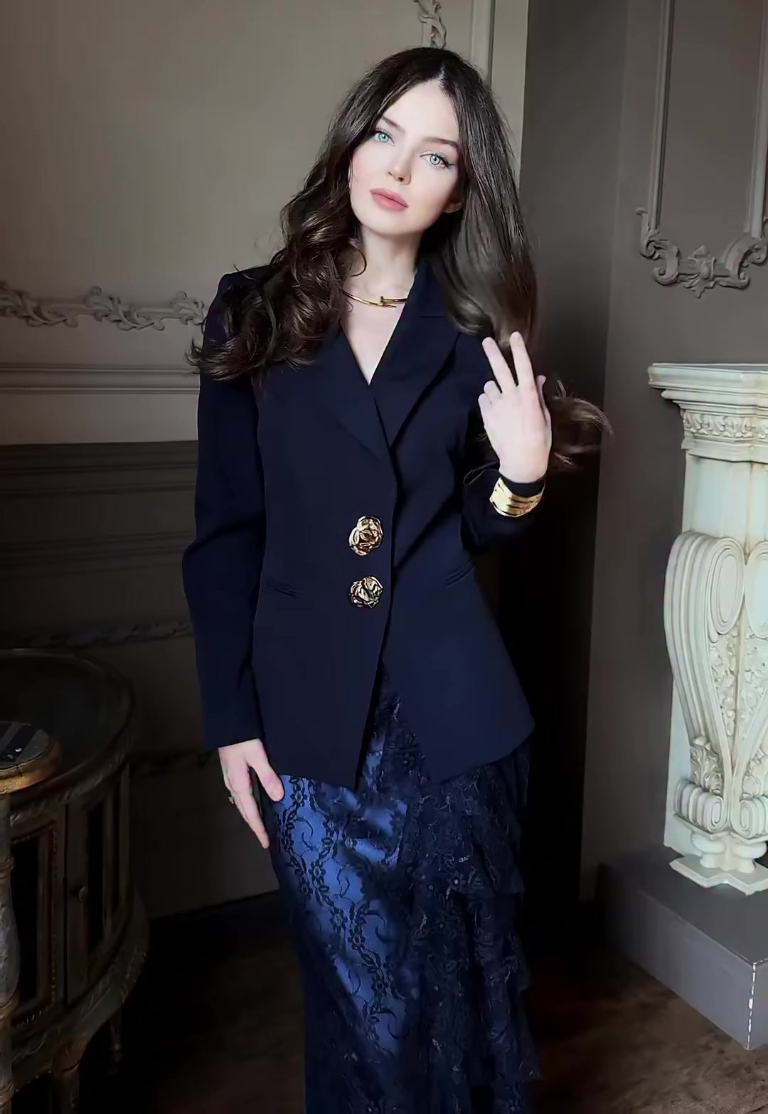 Double-Breasted Blazer & Skirt Set