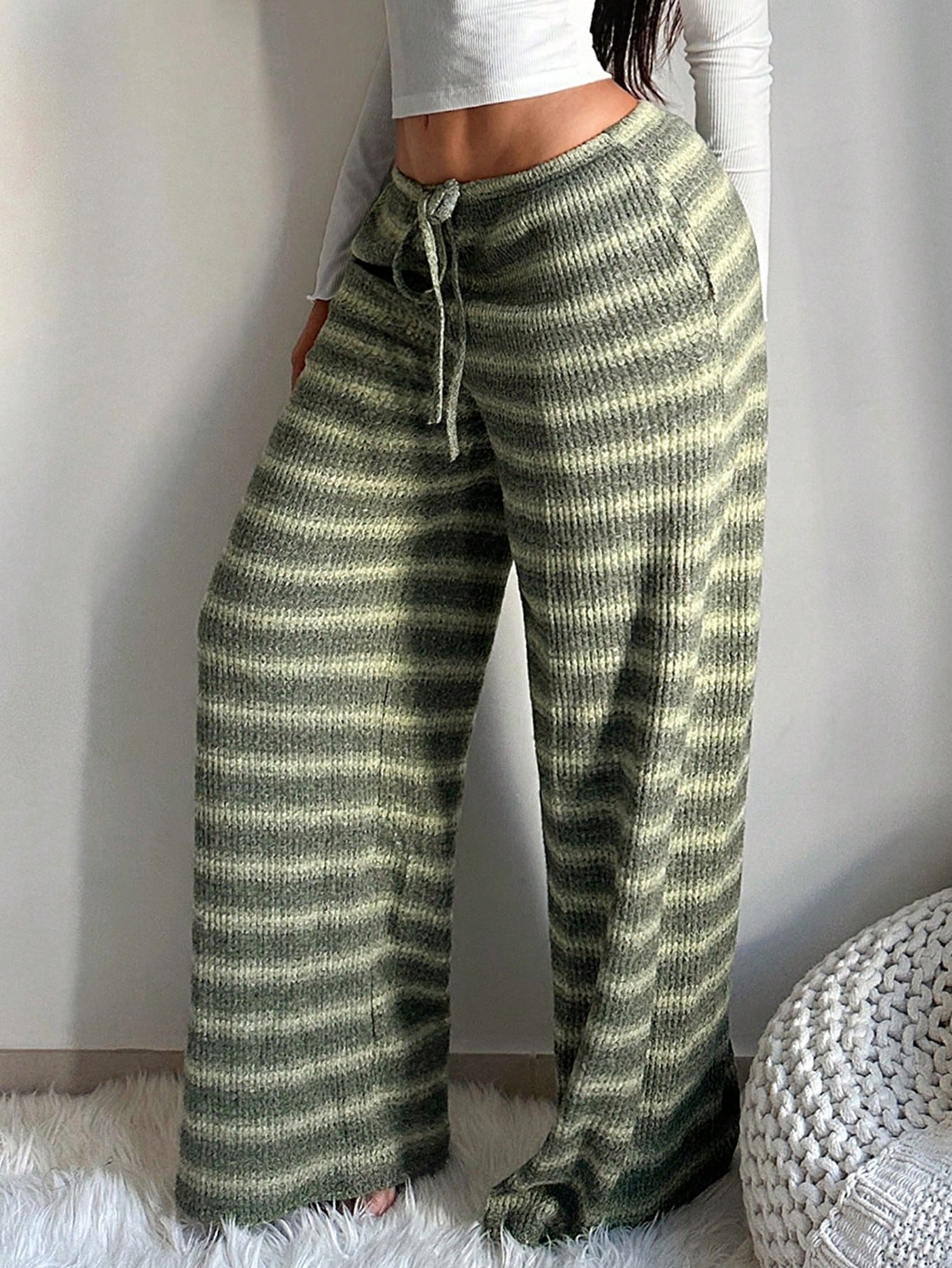 Striped High Waist Wide Leg Pants