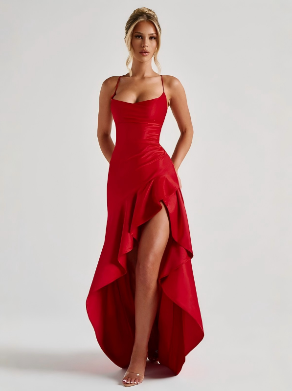 Sexy Asymmetric Ruffle Slip Dress | Chic Summer Party Maxi