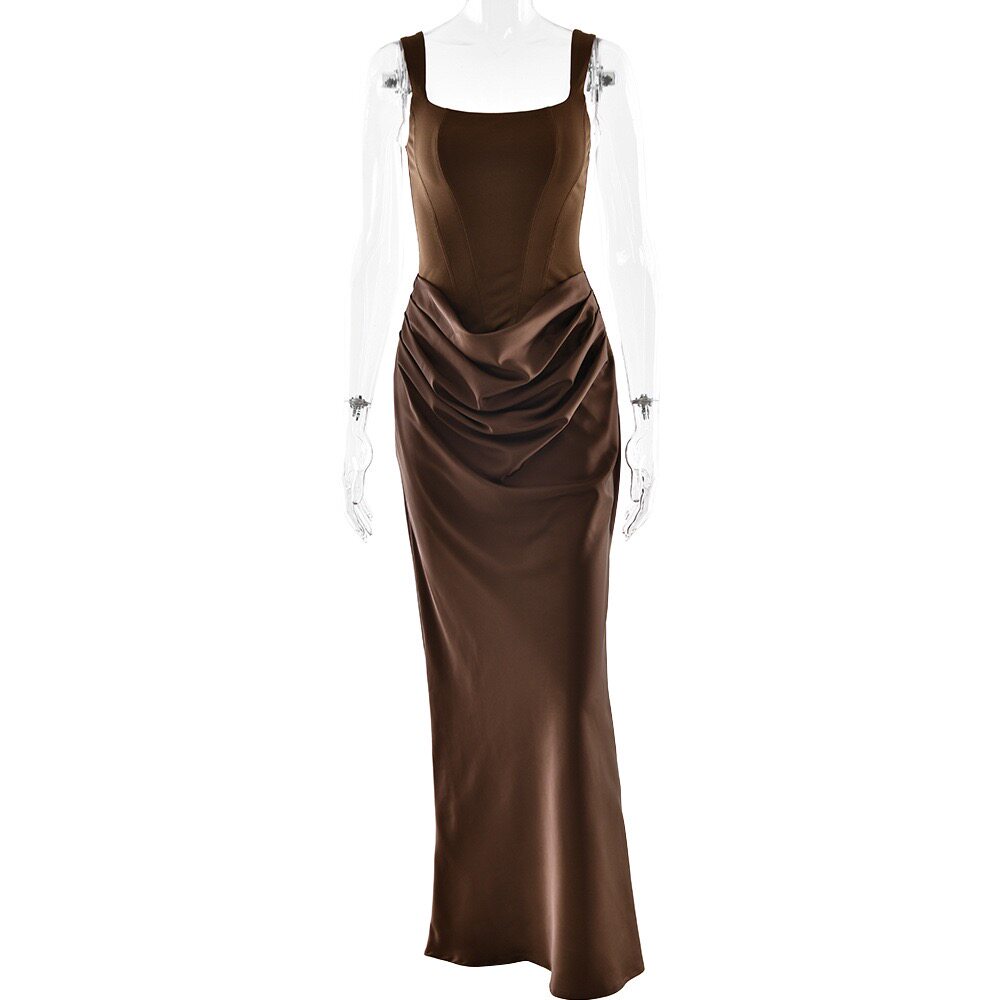 Old Money Aesthetic Corset Maxi Dress