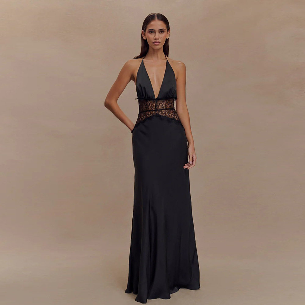Fatal Attraction Lace Patchwork Satin Gown
