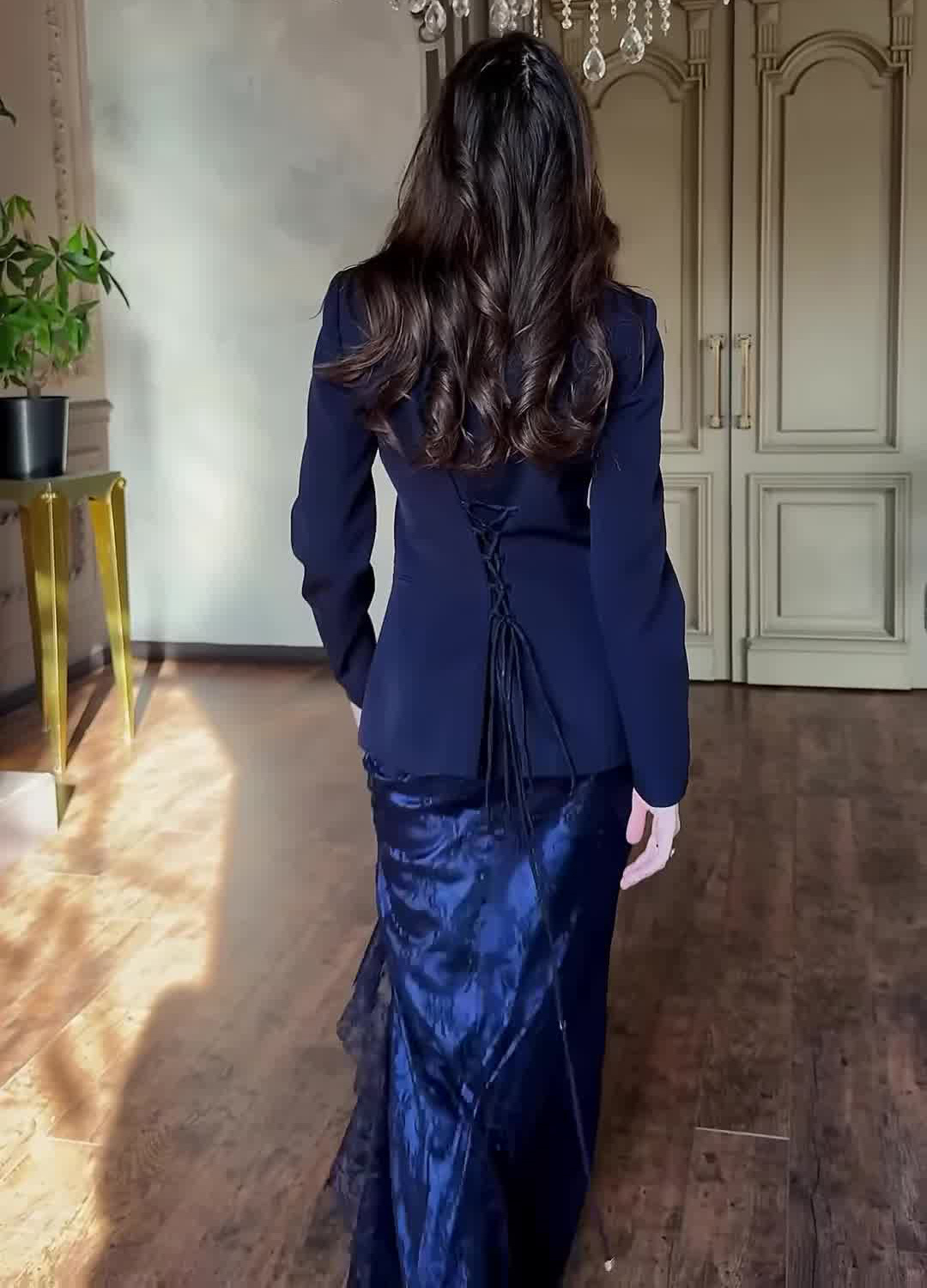 Double-Breasted Blazer & Skirt Set