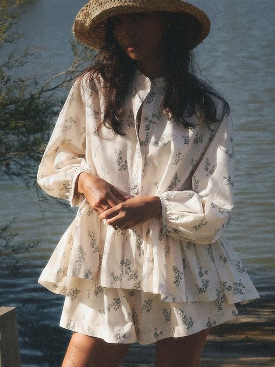 Tiered Ruffle Floral Top & Shorts Set