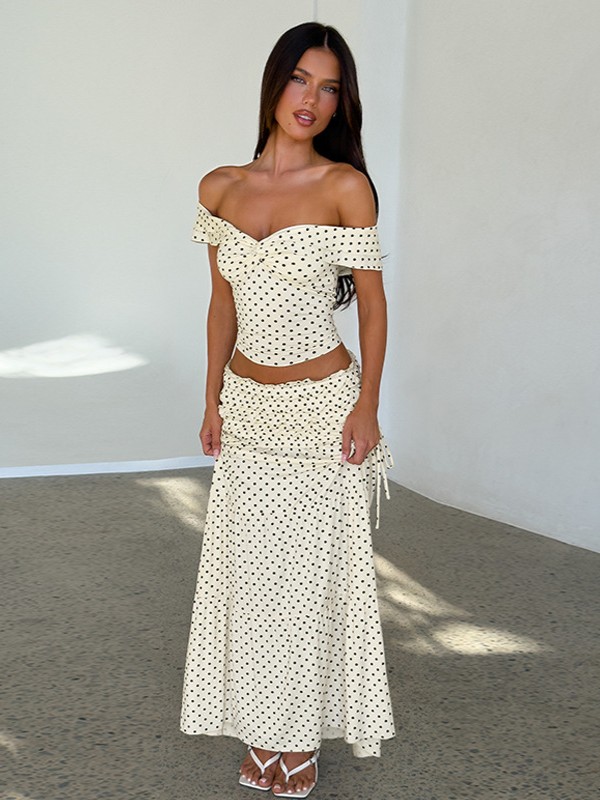 Effortless Polka Dot Bow Two-Piece