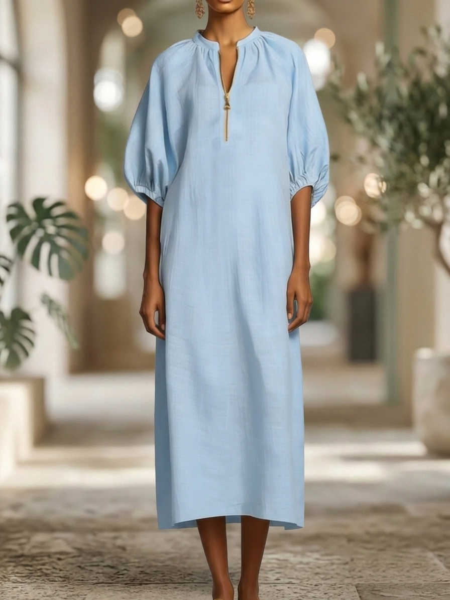 New Arrivals🔥Stylish Zippered Loose Linen-cotton Midi Dress