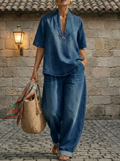 New Arrivals🔥 Women's Casual Cozy Minimalist Denim Two-piece Set